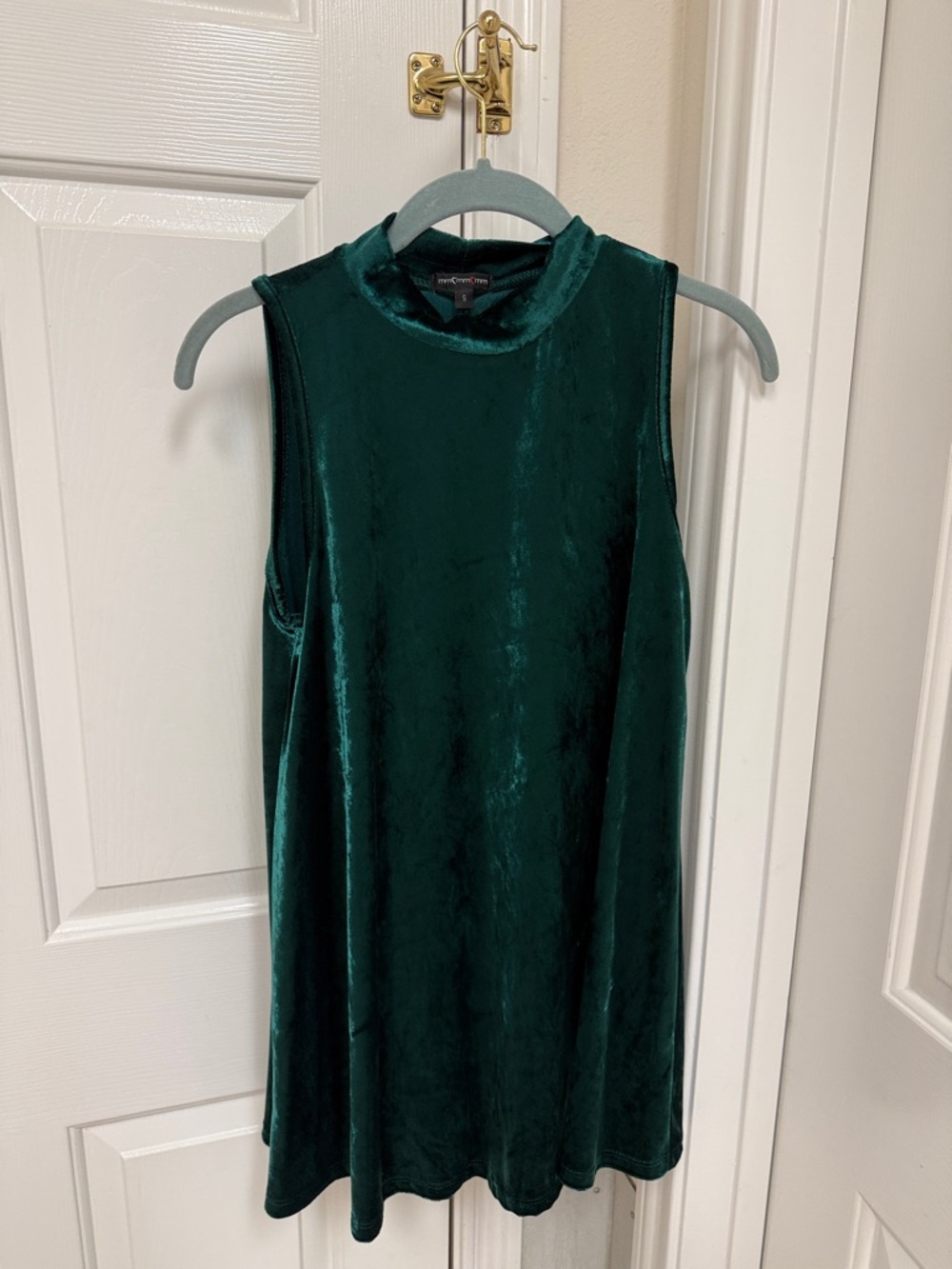 Emerald Green Velvet Mock Neck Tunic Top
